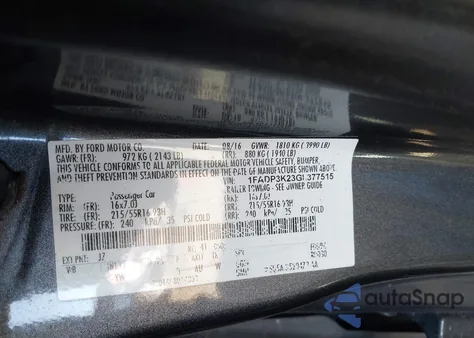 2016 Ford Focus Se из США, поврежденный, VIN 1FADP3K23GL377515